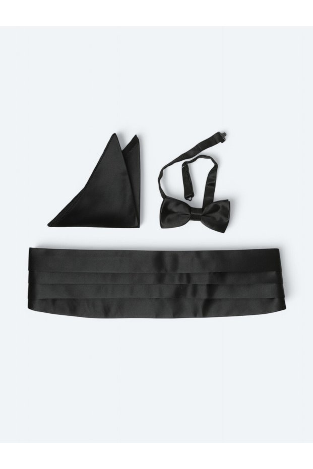 Black Bow Tie Belt Set