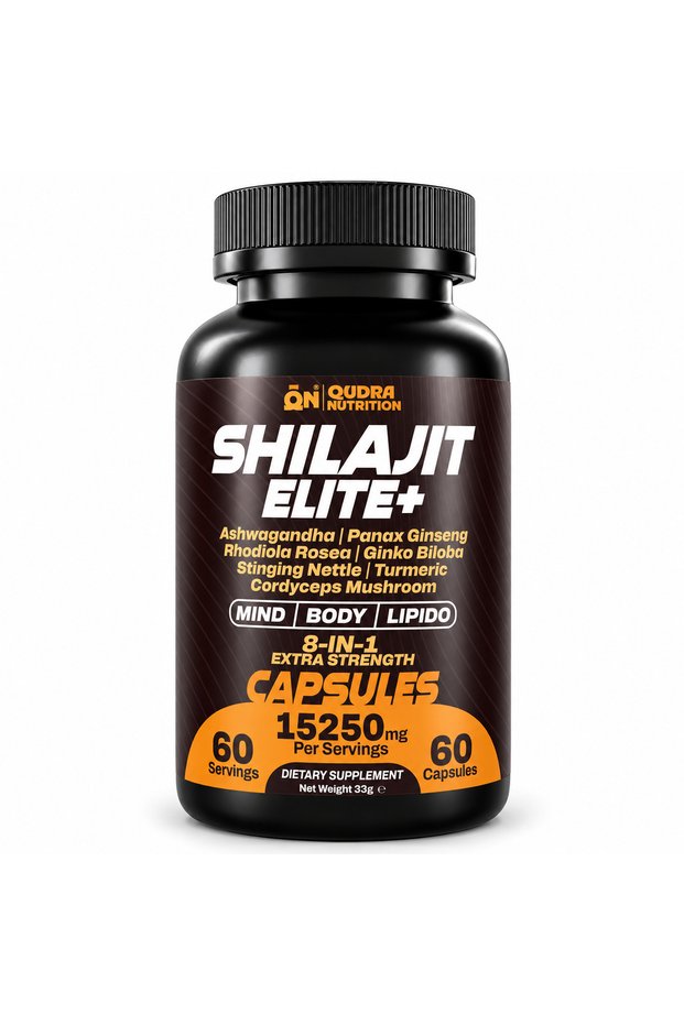Shilajit Elite+ 8-in-1 Herbal Capsules with Ginseng & Ginkgo, 60 Capsules
