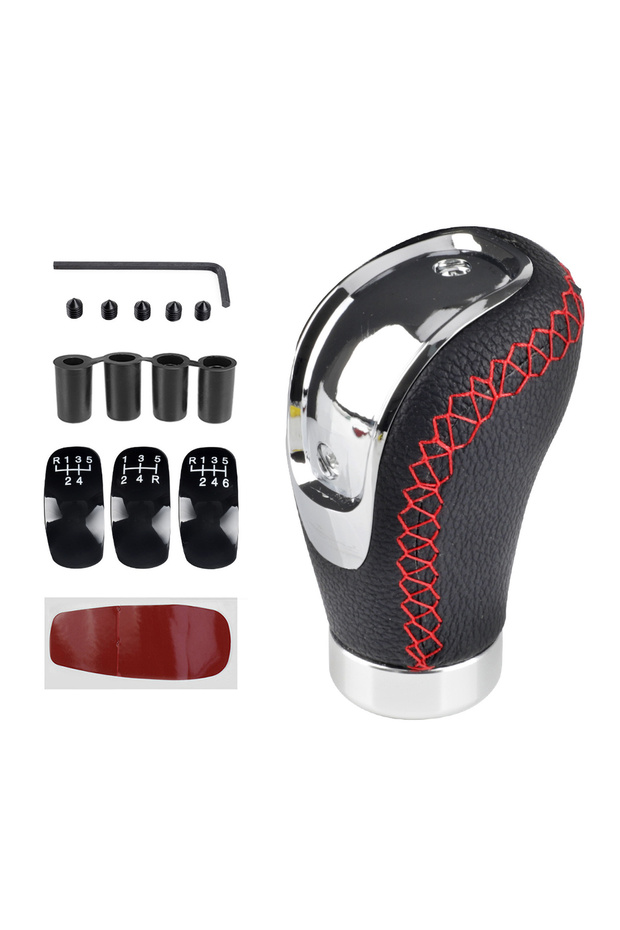 Red 5/6 Speed Gear Shift Knob Manual Transmission Universal Car PU Leather Extended Gear Shifter Gea