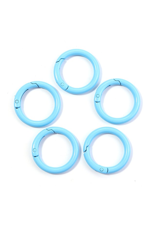25mm 10pcs Light Blue 5/10Pcs 25/35/41mm Metal O Ring Spring Clasp Openable Round Carabiner Keychain