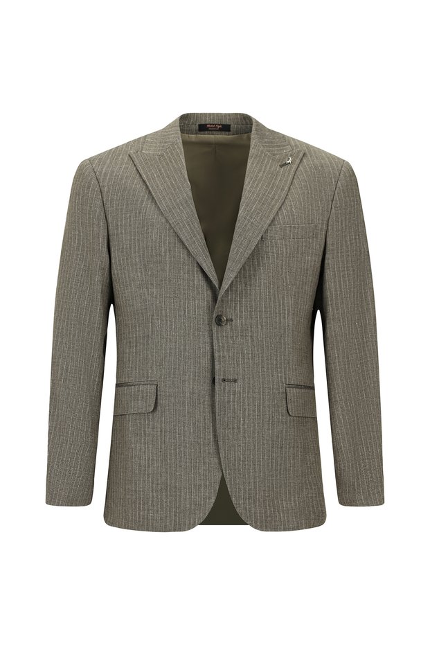 7 Drop Slim Fit Classic Striped Linen Blend Jacket