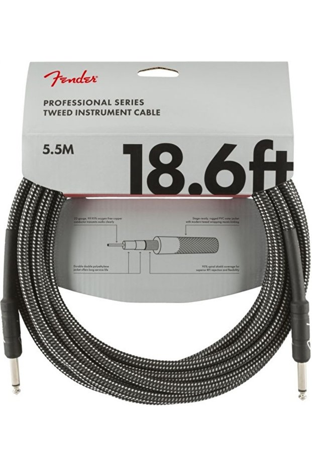 0990820068 Professional Instrument Cable (5.5 m - Gray Tweed) | Classic Gray Tweed for Professional Stage and Studio Use
