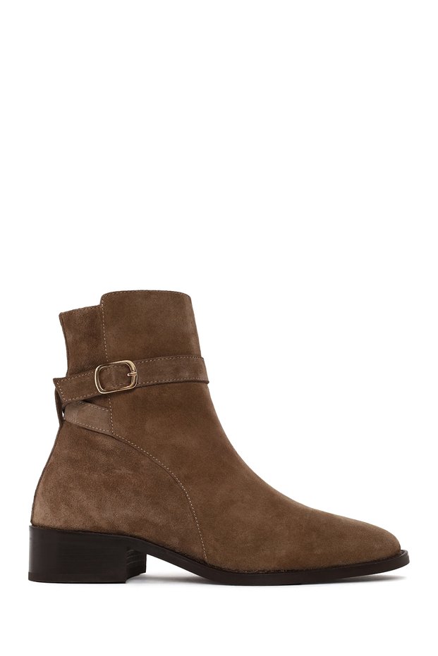 Women's Mink Zippered Suede Leather Boots Wf170007Ds