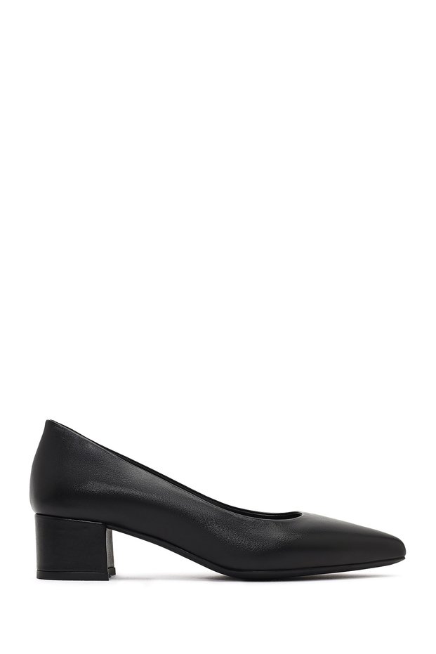 Flex Women's Black Thick Heeled Leather Shoes 25Afd380718