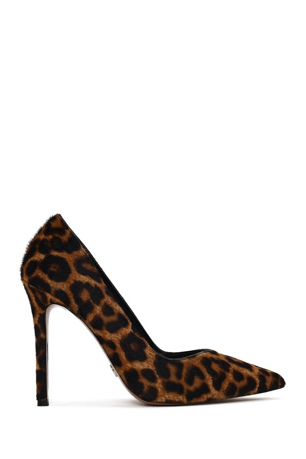 Women's Leopard High Thin Heeled Leather Stiletto Af11000621