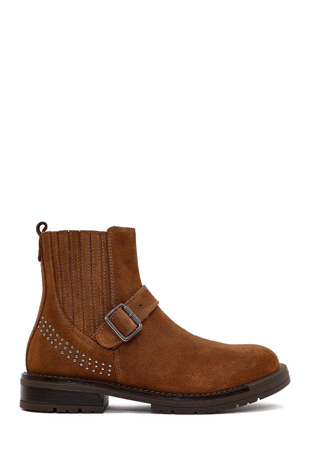 Women's Tan Suede Leather Chelsea Boots 25Wfd133710