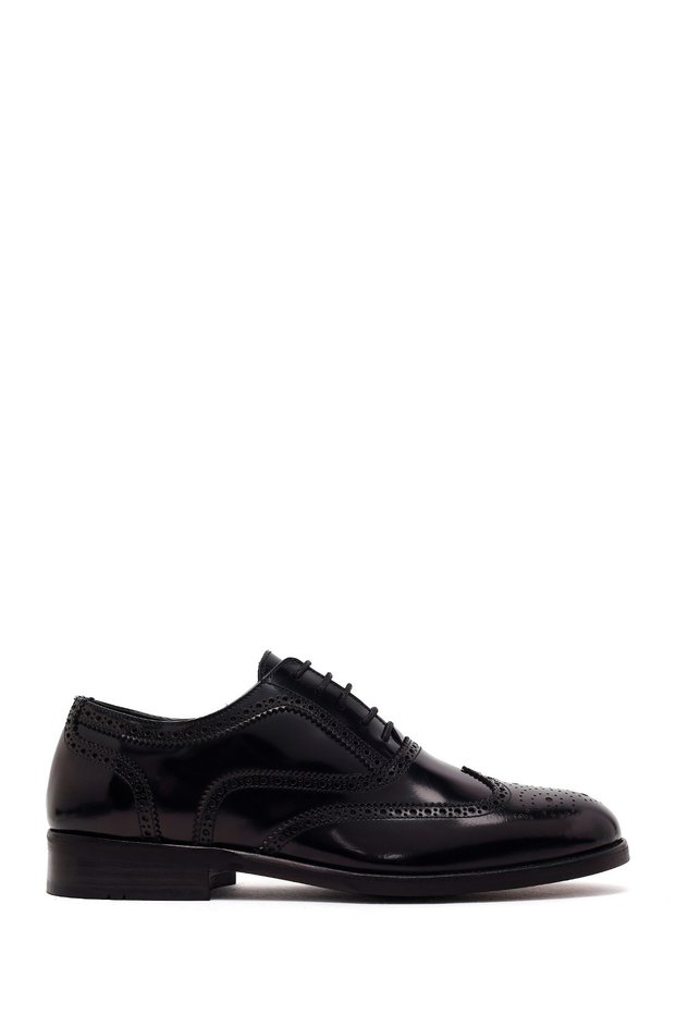 Men's Black Lace-Up Leather Classic Shoes Wm750021Da