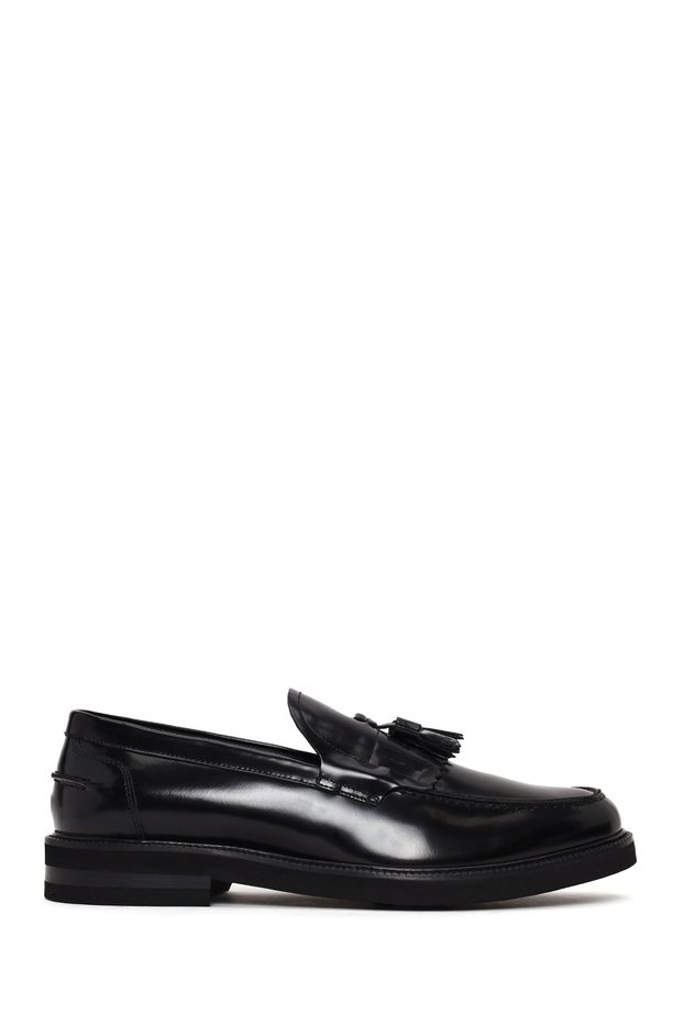 Men's Black Tasseled Leather Loafer Wm820012Da