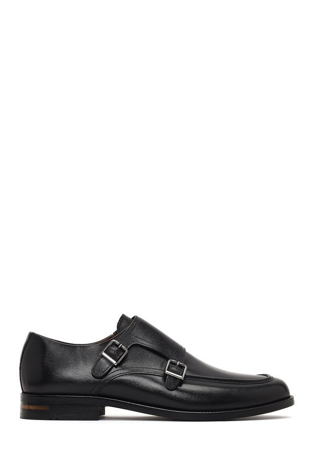 Men's Black Double Buckle Leather Classic Shoes 25Wfd603418