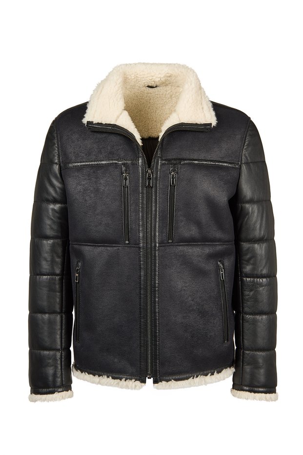 Zermatt Men's Black Judge Collar Teddy Coat 25Wgp6556Ff