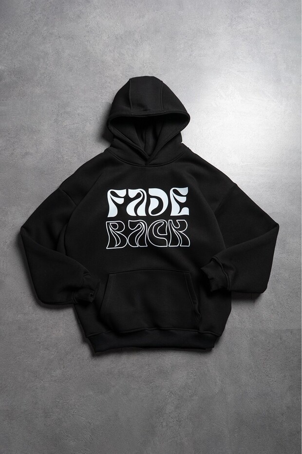 هودي رجالي أسود كبير الحجم من Ghost Fade