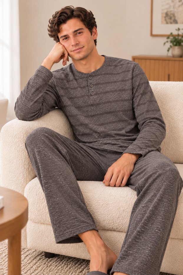 100% Cotton Men's Long Sleeve Seasonal Pajama Set - Father's Day Series