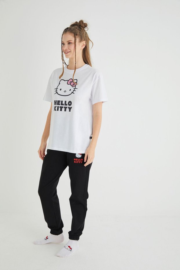 Licensed Printed Basic White T-Shirt Mold Cotton