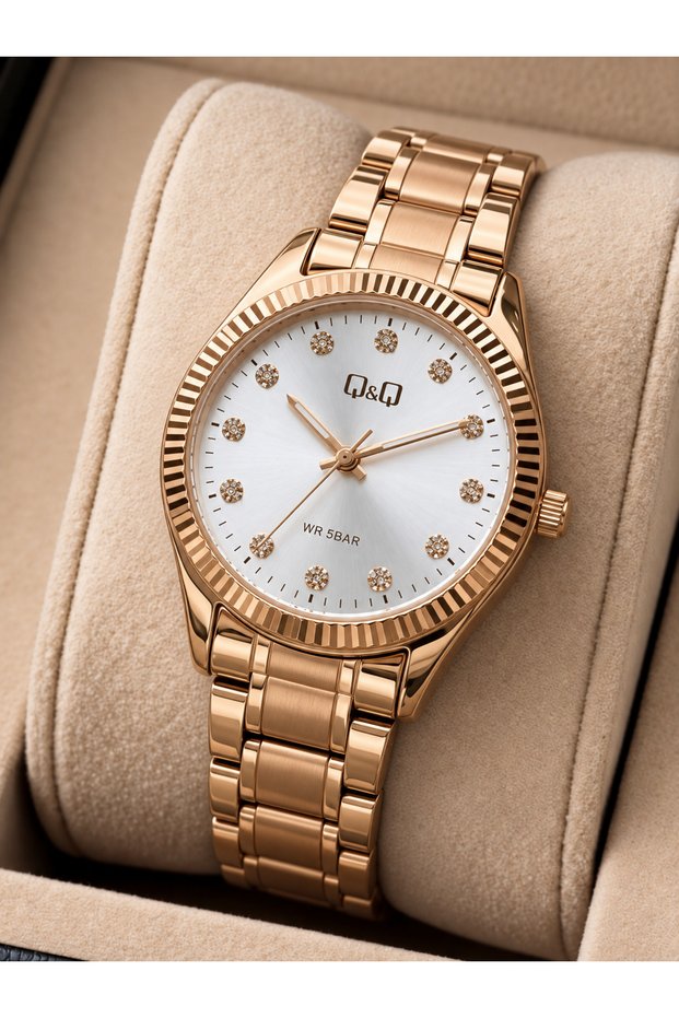 Minimal Round Case Vintage Model Stone Dial Women's Metal Steel Band Wristwatch 2 Years Warranty