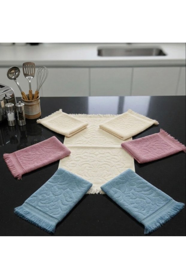 DERIN RAINBOW SET OF 12 KITCHEN TOWELS, 30 × 50 CM - Hand Towels, Dish Towels, Gift Towels, Towels for Baby Showers, Engagement and Wedding Parties (4 Cream, 4 Pink, 4 Green) / Size: 30–45