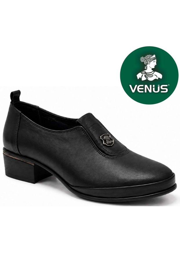 Balbissa Genuine Leather Comfort Orthopedic Women's Classic Heeled Shoes Black-Skin