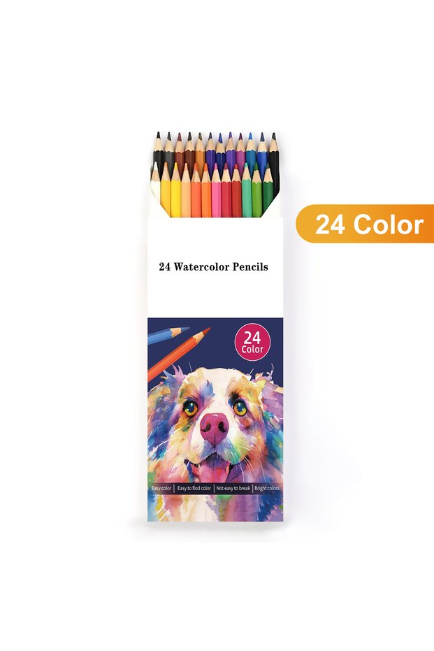 24 Watercolor 12/24/36/48 color watercolor pencil set,soft and bright water-soluble colored pencils,