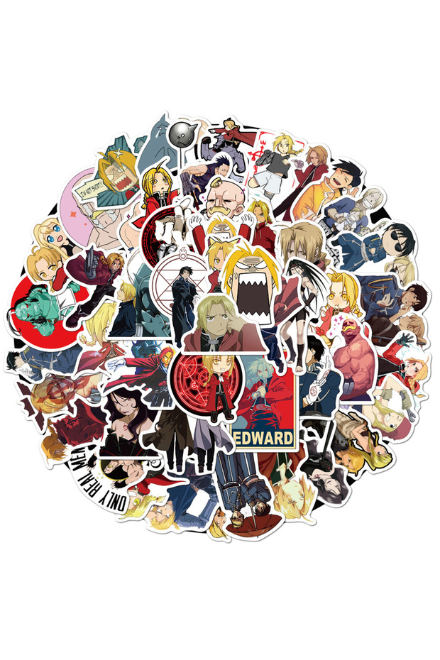 Bandai 50PCS 10/30/50pcs Fullmetal Alchemist Classic Anime Stickers Edward Elric Cartoon Sticker Ska
