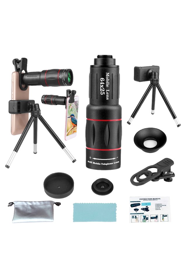 64x Kits 18X 36X 64X Phone Camera Lens Universal Smartphone Zoom Monocular Telescope Phone