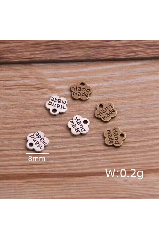 Two color 100PCS 8*8mm Metal Alloy Two Color Double Letter Florets Charms Pendants for Jewelry Makin