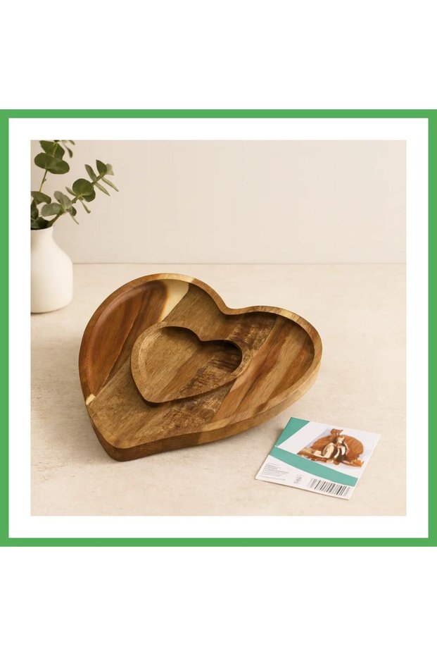Wooden Bamboo Serving Tray, 2-Compartment Model, 20X19.5X1.5 Cm, Bezoss.
