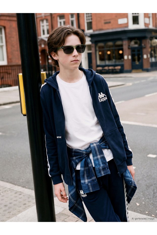 Ozmarka New Season Navy Blue Hooded Boys' Zippered Sweatshirt