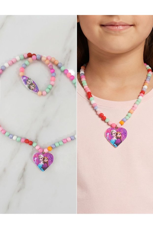 Cartoon Character Beaded Necklace Bracelet Set