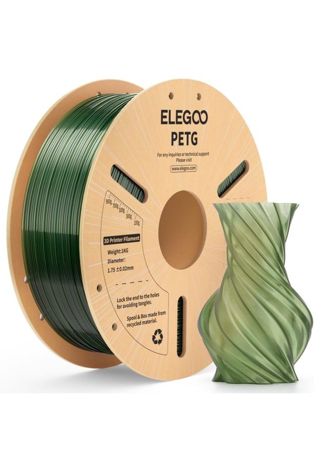 خيوط طابعة ثلاثية الأبعاد PETG بقطر 1.75 مم، لون أخضر زيتوني شفاف، 1 كجم