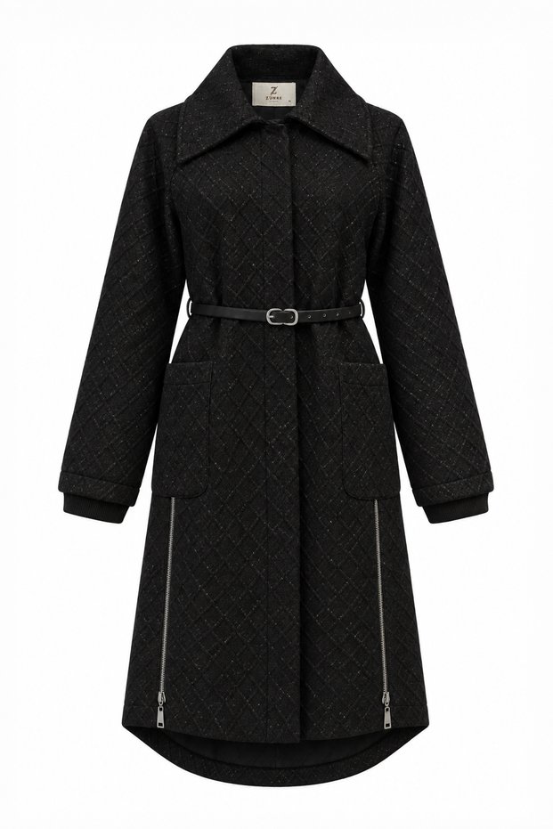 Silvery Belted Black Suit 1700