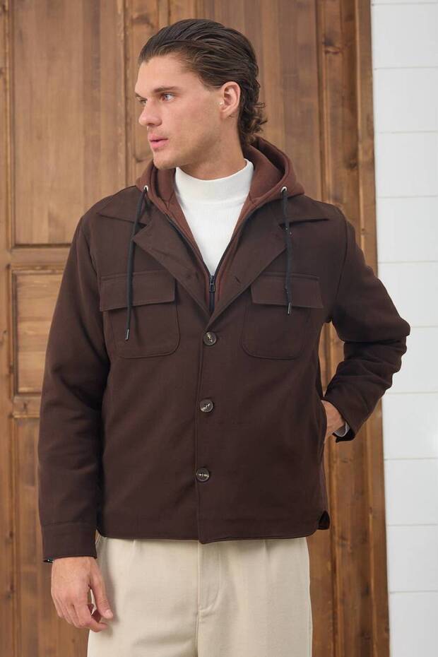 Removable Hooded Quilted Detail Coat