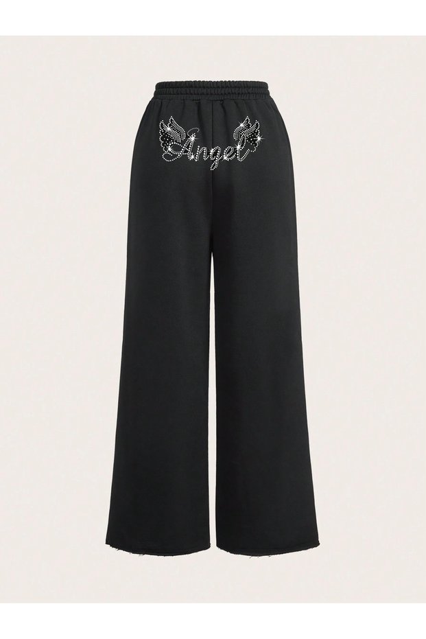 Women's Crystal Stone Printed Spanish Flare Baggy Wide Leg Y2K Sweatpants