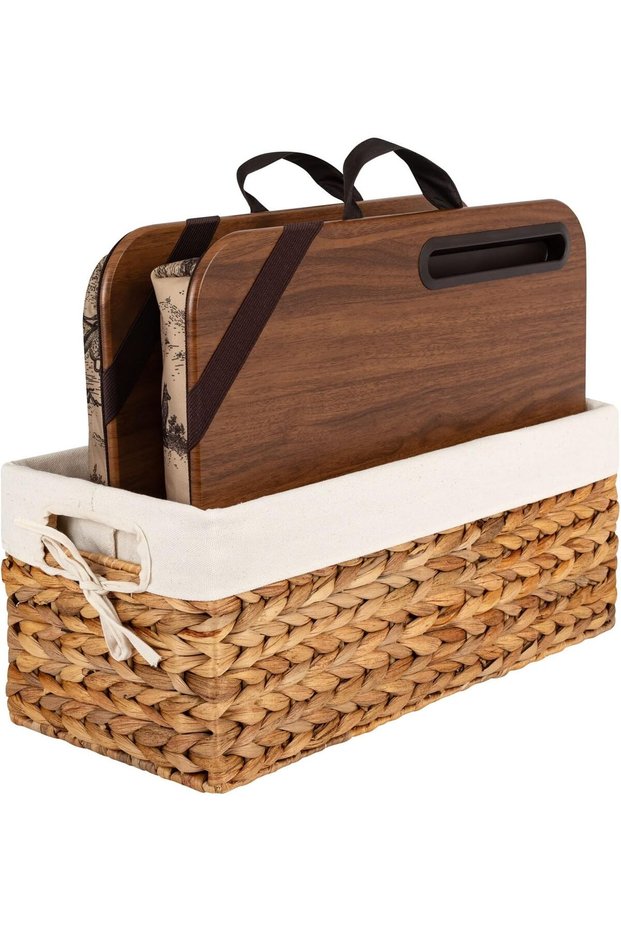 Designer Lap Desk – Rustic Brown, 2-Pack with Storage Basket