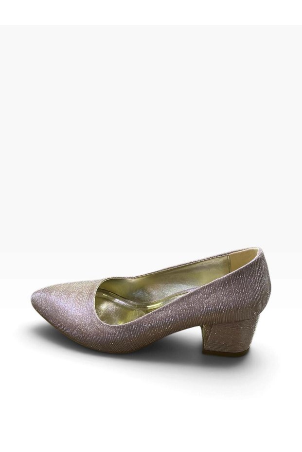 Women's Thick Heeled Glittery Evening Dress Shoes