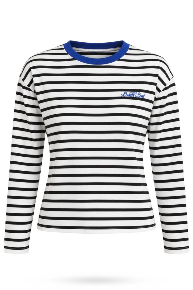 Ecru Sunlit Soul Printed Striped Thin Sweatshirt 4809