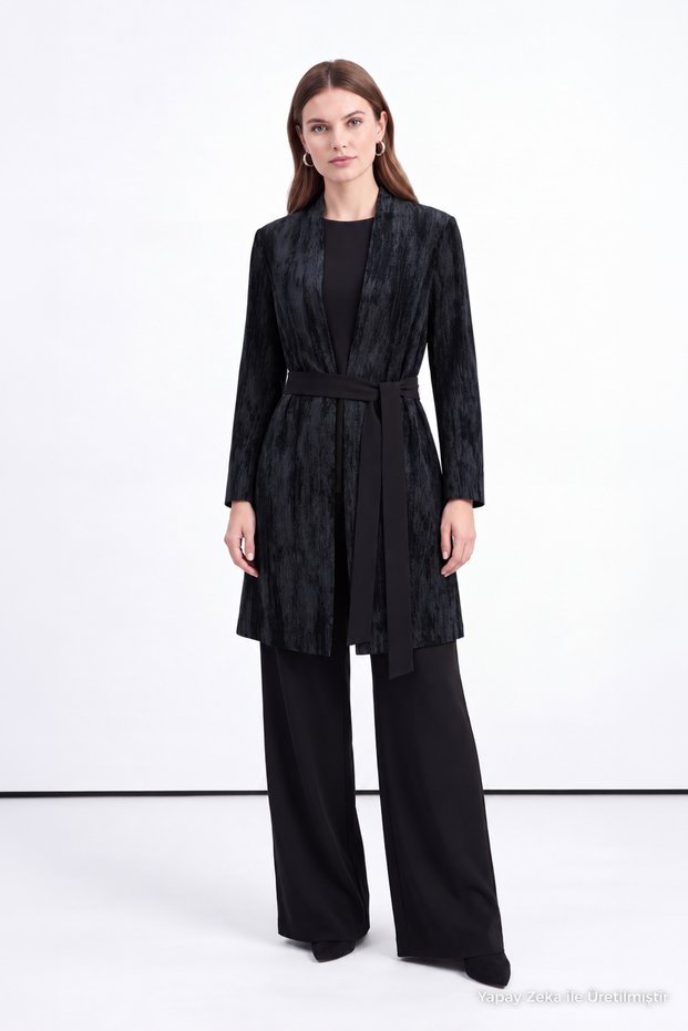 Belted Shawl Collar Black Suit 1897