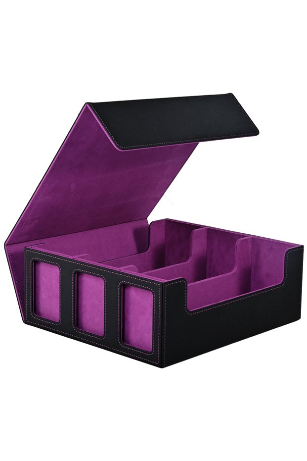 Black-Purple Card Storage Box for Trading Cards, 1800+ Commander Deck Box with Display Window,fits f