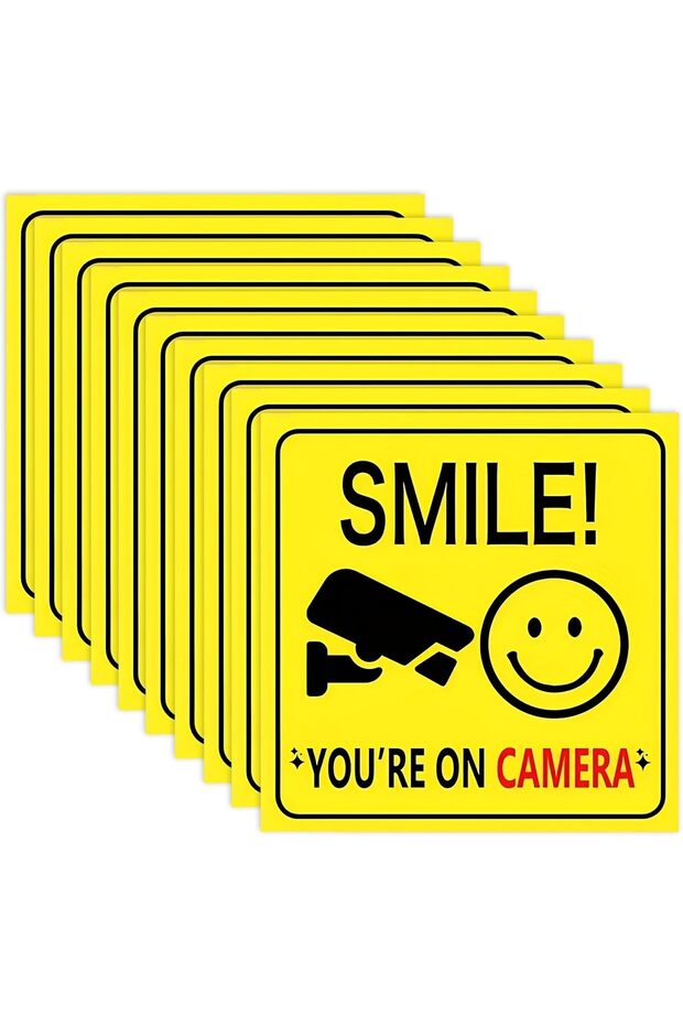 10pcs Features Friendly Camera Active Message Sticker, Self-Adhesive CCTV Sticker for Windows, Polit