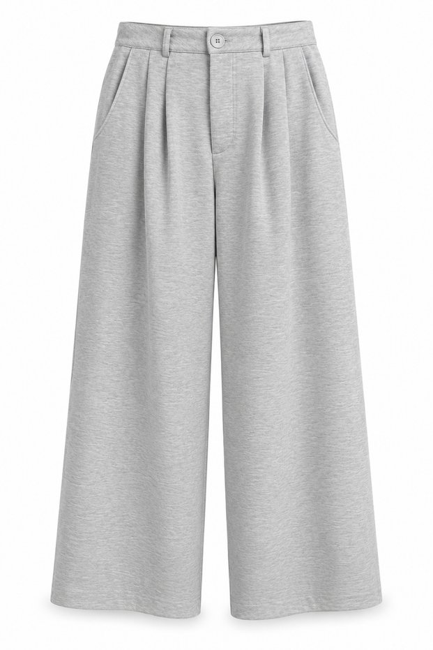 Gray Pleated Detailed Palazzo Trousers 17967