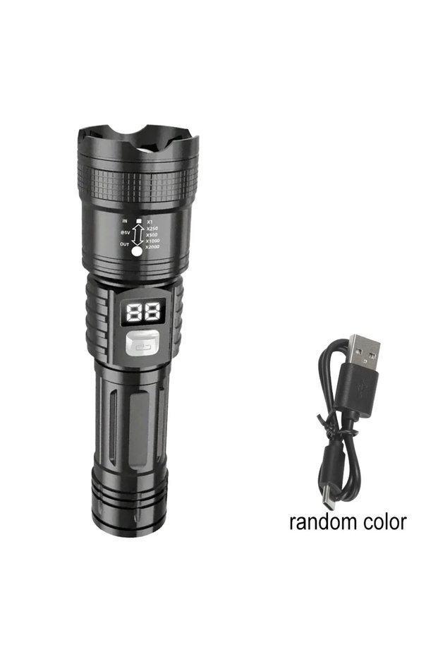 Black 100000LM Super Bright Led Flashlights Rechargeable LED Torch Long Range Tactical Lamp