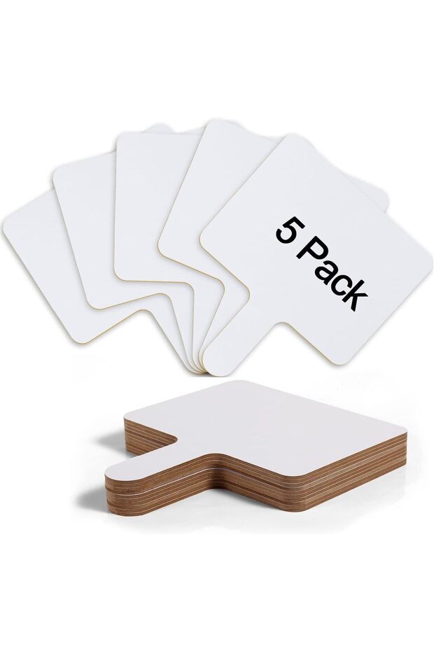 Dry Erase Answer Paddle, 5 Pack Reusable Double Sided Whiteboard with Handle, Durable Handh