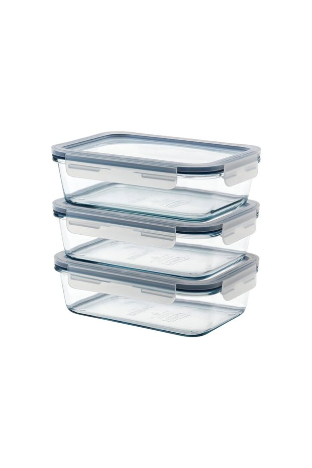 365+ Glass Storage Container Set, Transparent, 1 Liter, Rectangular, Set of 3