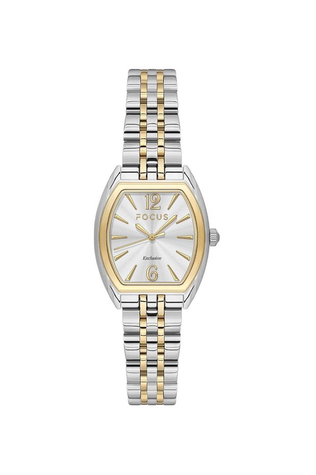 Exclusive Steel Case and Silver - Gold Color Steel Band Japanese Movement Women Wristwatch 3 Atm Water Resistant