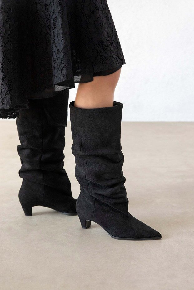 Black Women's Suede Boots Black