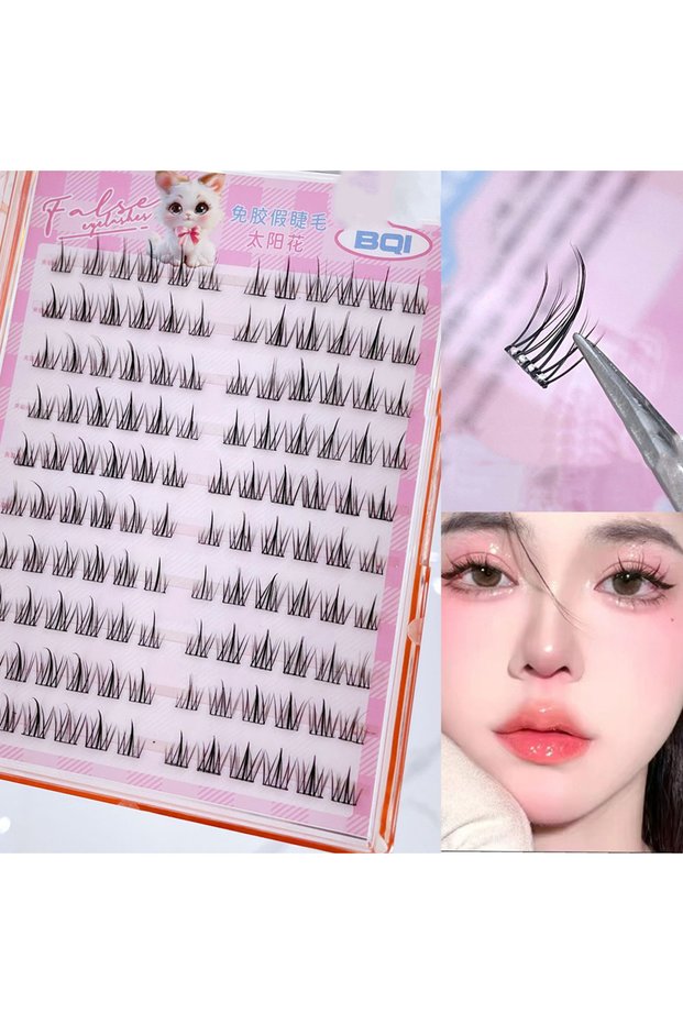 B7692 10 Rows of Large Capacity Glue-free False Eyelashes Single Cluster 10-12MM C-curled Natural Se