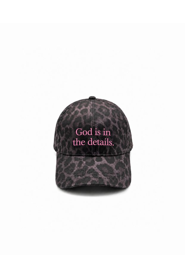 Gray Leopard God Is in the Details Embroidered Hat / "God Is Hidden in the Details" Pink Embroidered Hat Leopard Hat