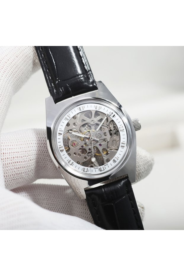 loukong-baidian-pd 7120 Men's Manual Mechanical Watch Retro Skeleton Watch for Shanghai 8120 Manual