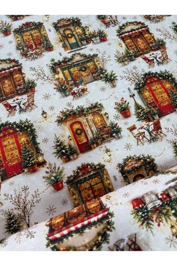 Digital Printing New Year's Themed 180 cm Wide Duck Fabric with Liquid Repellent Feature, Quantity Added to Cart Is 1 Meter