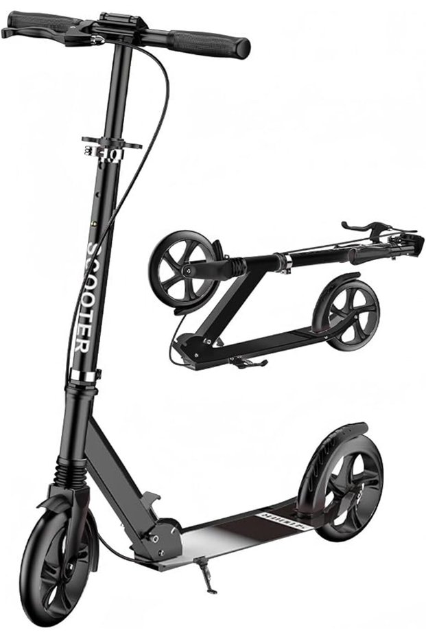 SHARPDO Kick Scooter, 2-Wheel Kick Scooter with Hand Brake and Adjustable Height, Easy Foldable, for