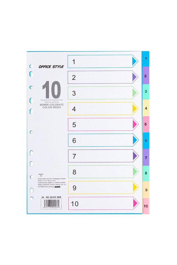 A4 Numbered Colored File Divider - 10pcs