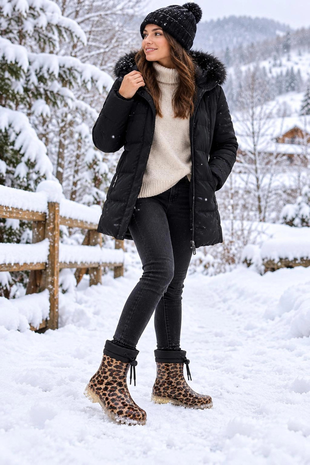 Plush Potin Women's Rain Boots Leopard 36-40